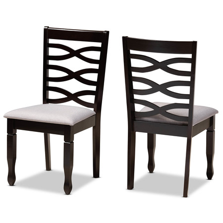 BAXTON STUDIO Lanier Grey Upholstered Espresso Wood 2-Piece Dining Chair Set 169-10530